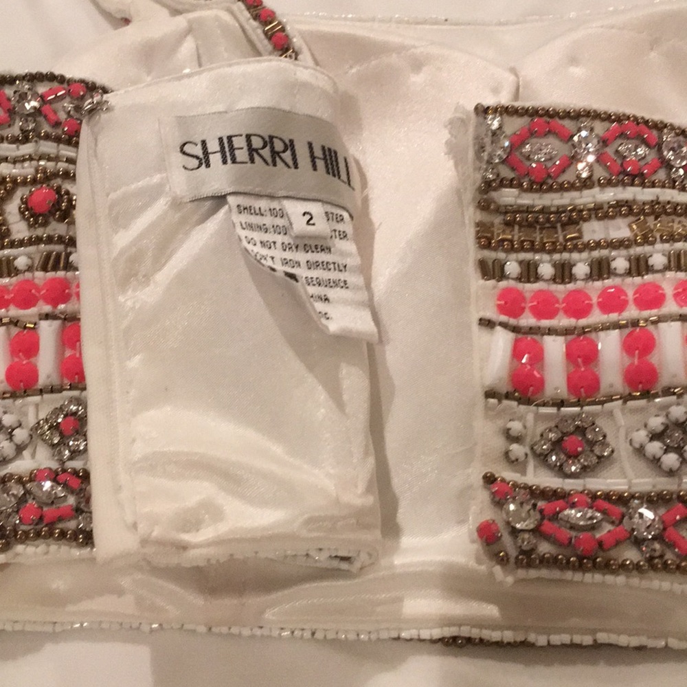 SHERRI HILL Beaded 2Piece Dress,Rounded Skirt Slit - Picture 14 of 16